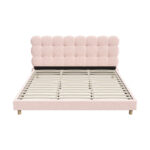 Oikiture Bed Frame King Size Tufted Bedhead Boucle Fabric Pink - Image 6