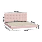 Oikiture Bed Frame King Size Tufted Bedhead Boucle Fabric Pink - Image 8