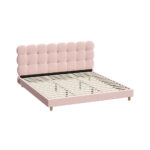 Oikiture Bed Frame King Size Tufted Bedhead Boucle Fabric Pink - Image 4