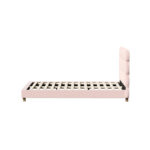 Oikiture Bed Frame King Single Tufted Bedhead Boucle Fabric Pink - Image 4