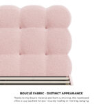 Oikiture Bed Frame King Single Tufted Bedhead Boucle Fabric Pink - Image 7