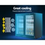 Devanti 198L Bar Fridge Dual Glass Door w/Light Black - Image 4