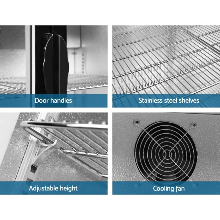 Devanti 198L Bar Fridge Dual Glass Door w/Light Black - Image 6