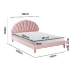 Oikiture Bed Frame with Mattress Double Size Pink Velvet - Image 8