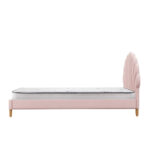 Oikiture Bed Frame with Mattress Single Size Pink Velvet - Image 2