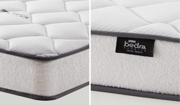 Oikiture Bed Frame with Mattress Single Size Pink Velvet - Image 5