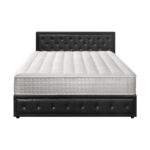 Oikiture Bed Frame with Mattress King Size Gas Lift Black Leather - Image 7