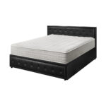 Oikiture Bed Frame with Mattress King Size Gas Lift Black Leather - Image 10