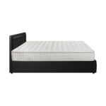Oikiture Bed Frame with Mattress King Size Gas Lift Black Leather - Image 4