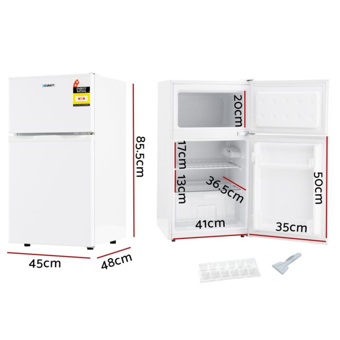 Devanti 85L Bar Fridge Mini Freezer Refrigerator White - Image 2