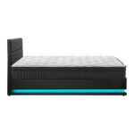 Oikiture Bed Frame with Mattress King Size LED Gas Lift Black LAYZ - Image 5