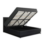 Oikiture Bed Frame with Mattress King Size LED Gas Lift Black LAYZ - Image 8