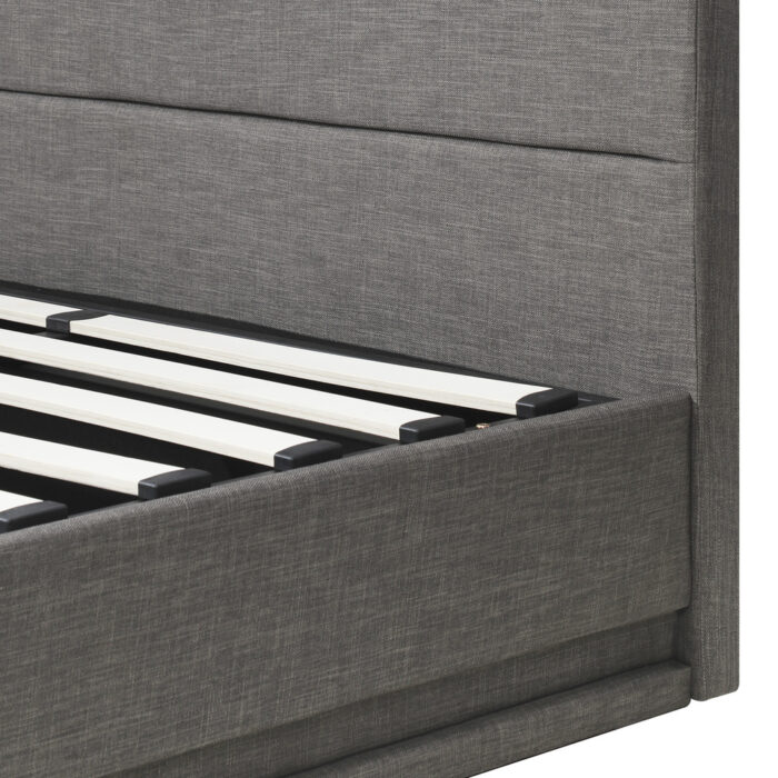 Oikiture Bed Frame with Mattress Double Size LED Gas Lift Grey LAYZ - Image 6