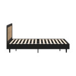 Oikiture Bed Frame King Size Real Rattan Headboard Black - Image 6