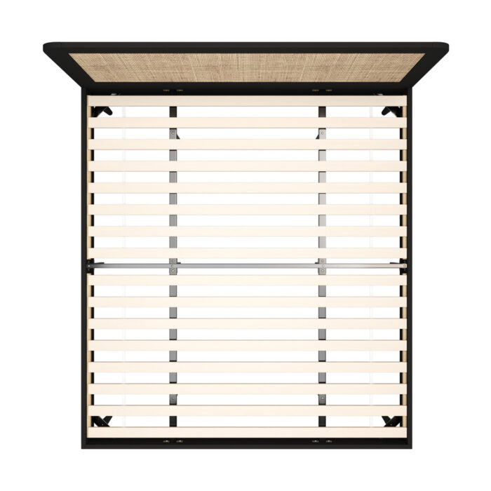 Oikiture Bed Frame King Size Real Rattan Headboard Black - Image 7
