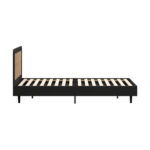 Oikiture Bed Frame Queen Size Real Rattan Headboard Black - Image 3