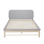 Oikiture Wooden Bed Frame with Padded Fabric Edges Headboard Double Size - Image 9