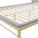 Oikiture Wooden Bed Frame with Padded Fabric Edges Headboard Double Size - Image 5