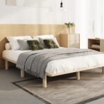 Oikiture Bed Frame Double Size Wooden Bed Base - Image 2