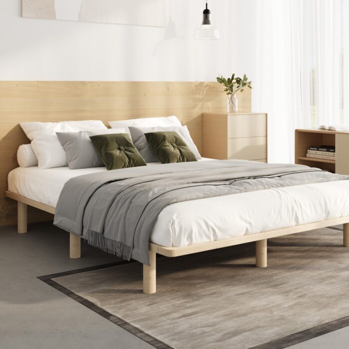 Oikiture Bed Frame Double Size Wooden Bed Base - Image 2