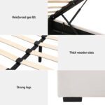 Artiss Bed Frame King Size Gas Lift Beige VILA - Image 6
