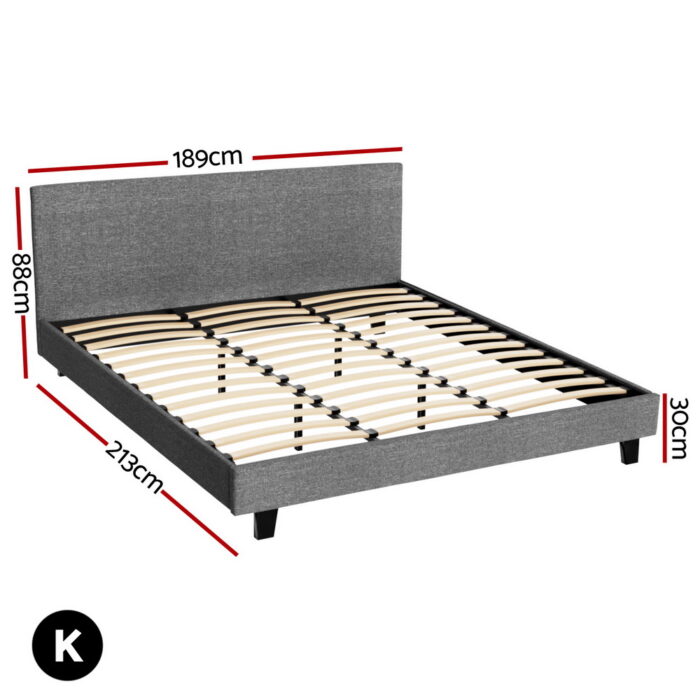 Artiss Bed Frame King Size Grey NEO - Image 2