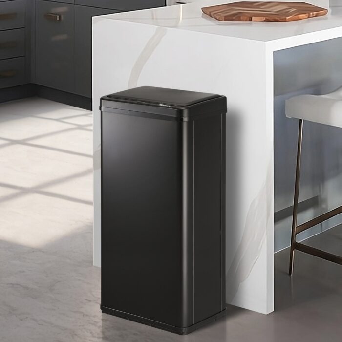Oikiture 50L Motion Sensor Bin Automatic Rubbish Trash Can Black - Image 3