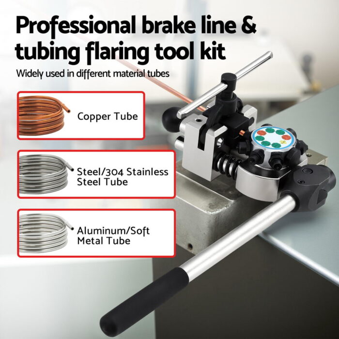 Giantz 45° Brake Line Flaring Tool Kit for 3/16"-3/8" Tubing with Cutter - Image 4
