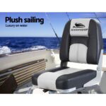 Seamanship 2X Folding Boat Seats Marine Seat Swivel Low Back 10cm Padding Grey - Image 4