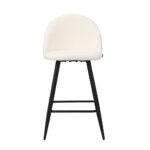 Oikiture 2x Bar Stools Kitchen Counter Stool White Boucle Padded - Image 7