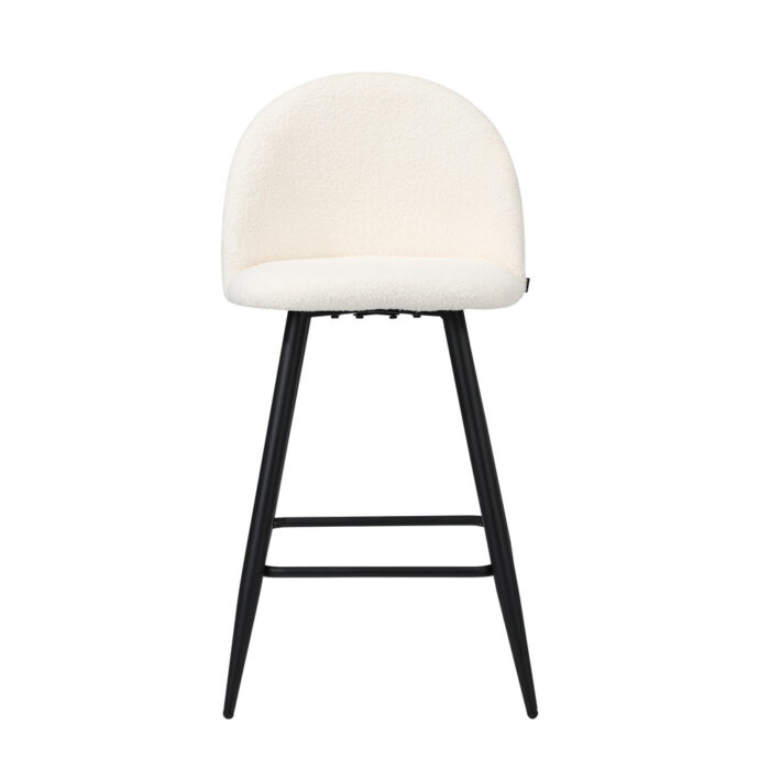 Oikiture 2x Bar Stools Kitchen Counter Stool White Boucle Padded - Image 7