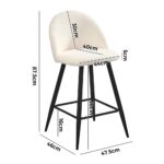 Oikiture 2x Bar Stools Kitchen Counter Stool White Boucle Padded - Image 4
