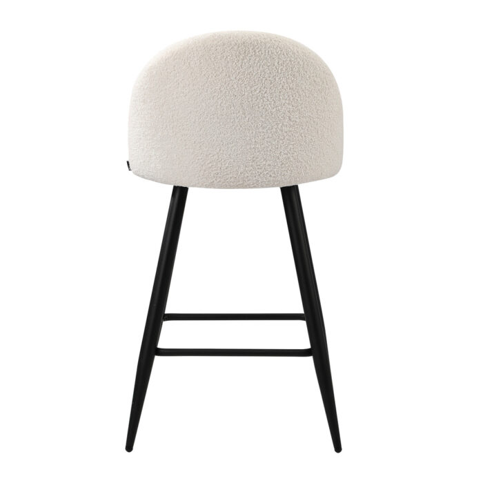 Oikiture 4x Bar Stools Kitchen Counter Stool White Boucle Padded - Image 2