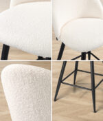 Oikiture 4x Bar Stools Kitchen Counter Stool White Boucle Padded - Image 9