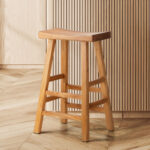 Oikiture Bar Stool Wooden Counter Chairs Natural - Image 6