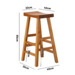 Oikiture Bar Stool Wooden Counter Chairs Natural - Image 3