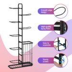 Everfit Ball Storage Rack Sports Equipment Organizer 7-Tier with Basket for Garage Gym Black - Image 6
