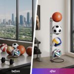 Everfit Ball Storage Rack Sports Equipment Organizer 4-Tier Holder for Garage Gym Black - Image 4