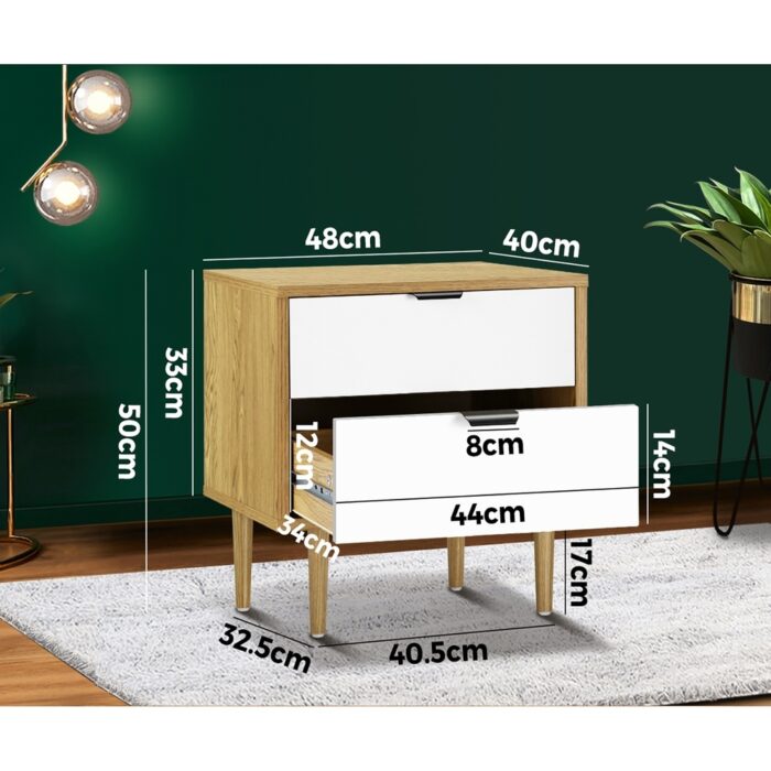 Oikiture Bedside Tables Set of 2 Side Table - Image 5