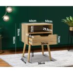 Oikiture Bedside Tables Set of 2 Wood - Image 3