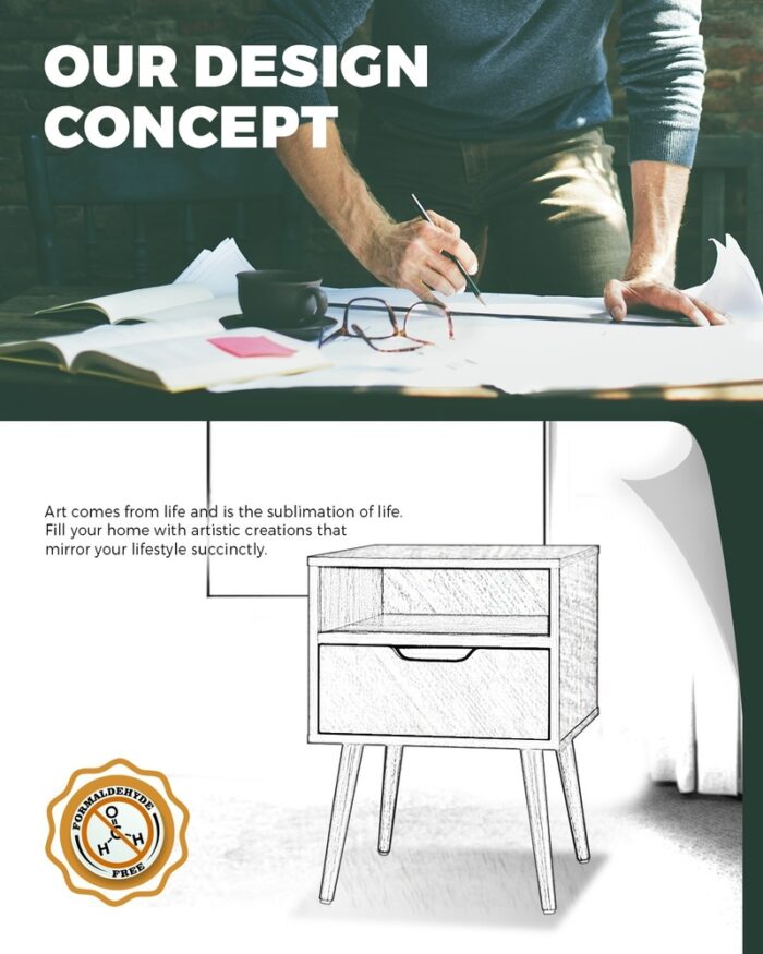 Oikiture Bedside Tables Set of 2 Wood - Image 8