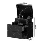 Oikiture Bedside Table 2 Drawers LED Nightstand Marble Effect Black - Image 7