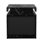 Oikiture Bedside Table 2 Drawers LED Nightstand Marble Effect Black - Image 6