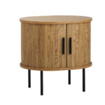 Oikiture Set of 2 Bedside Tables Sliding Doors 2-tier - Image 4