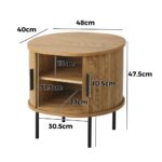 Oikiture Set of 2 Bedside Tables Sliding Doors 2-tier - Image 2
