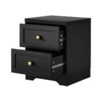Oikiture 2X Bedside Tables Hamptons Furniture Black - Image 5