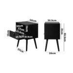 Oikiture 2X Bedside Tables with Leather Handle Black - Image 4