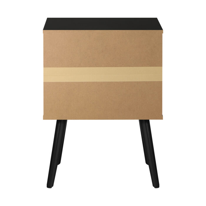 Oikiture 2X Bedside Tables with Leather Handle Black - Image 7