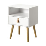 Oikiture 2X Bedside Tables with Leather Handle White - Image 6