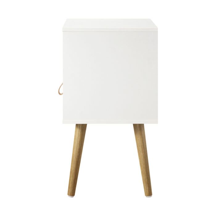 Oikiture 2X Bedside Tables with Leather Handle White - Image 7